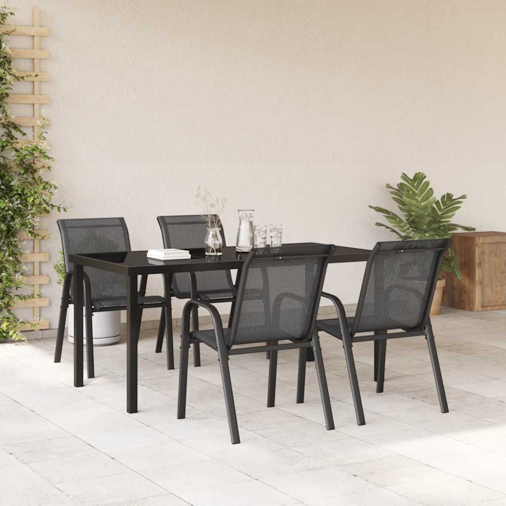 Stackable Garden Chairs 4 pcs Black Textilene Fabric